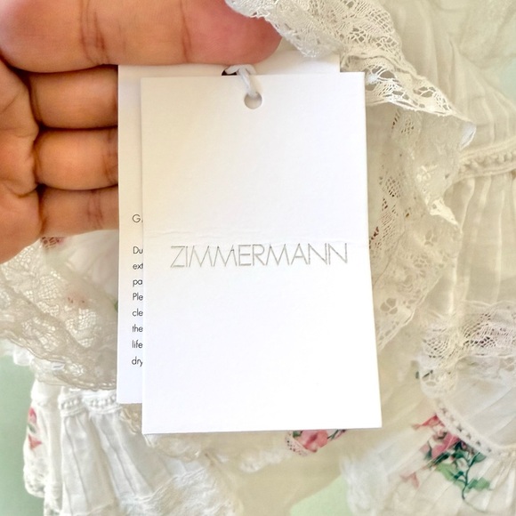 🆕 ZIMMERMANN Heathers Pintuck Frill Mini Dress in Floating Bouquet Sz 2 US - Picture 5 of 11